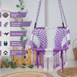Buy Square Hammock Swing Chair – Sturdy Cotton Jula for Adults & Kids | Indoor/Outdoor Balcony Uyyala in White & Purple