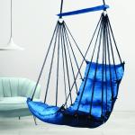 Cotton Rope Hanging Swing Chair with Blue Cushion