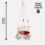 Cream Macrame Hanging Swing Chair with Cushion | Cotton Rope Jula for Indoor & Outdoor | Balcony, Living Room & Garden | Kids & Adults