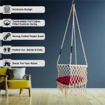 Cream Macrame Hanging Swing Chair with Cushion | Cotton Rope Jula for Indoor & Outdoor | Balcony, Living Room & Garden | Kids & Adults